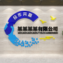 公司背景墙办公室墙面装饰企业文化墙会议室布置前台logo名制作