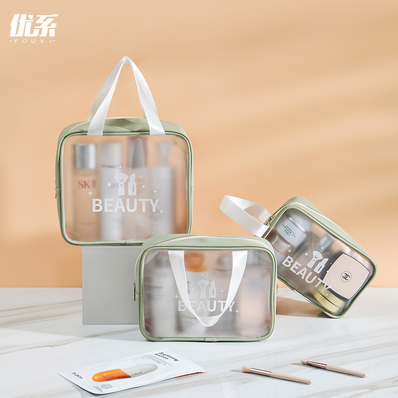 Transparent Cosmetic Bag Portable Women's Large Capacity Light Luxury Ins Style Storage Bag Travel Business Trip Good-looking Wash Bag