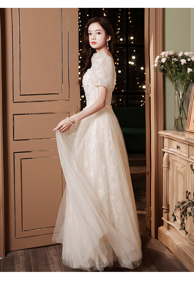 香槟色晚礼服裙女宴会气质连衣裙法式春季长款仙气伴娘服平时可穿