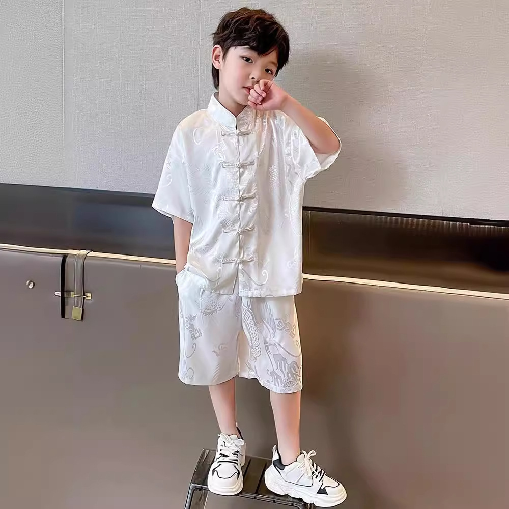 男童汉服夏季龙腾盘扣国风套装中国风夏装儿童唐装国潮男孩夏款酷