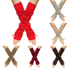 Women's knitted gloves long finger sleeves open fingers跨境