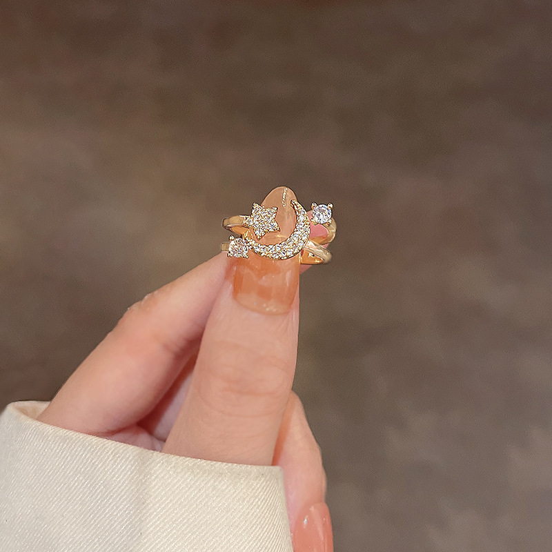 Light Luxury Advanced Design Pearl Ring Female Niche Ins Style Refined Zircon Ring Open Ring Hand Jewelry
