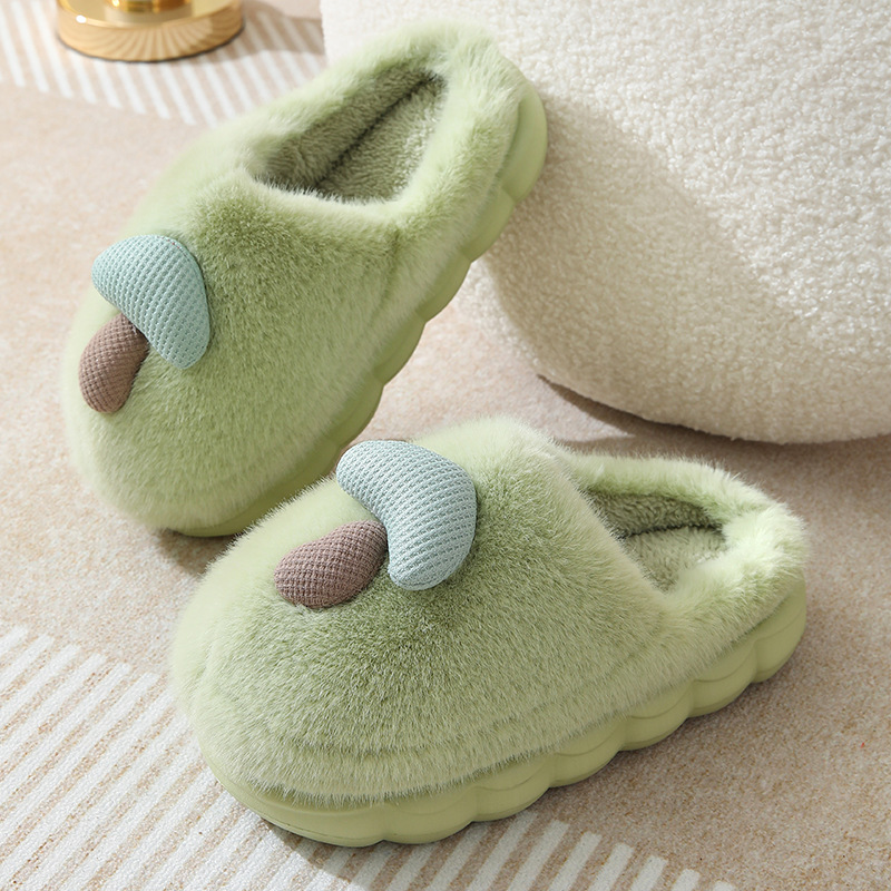 Thick Bottom Autumn and Winter Cute Mushroom Cotton Slippers Female Wholesale Couple Indoor Non-Slip Parent-Child Household Eva Fluffy Slippers