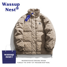 WASSUP NEST潮牌复古拼色立领棉衣男女街头嘻哈宽松休闲保暖外套