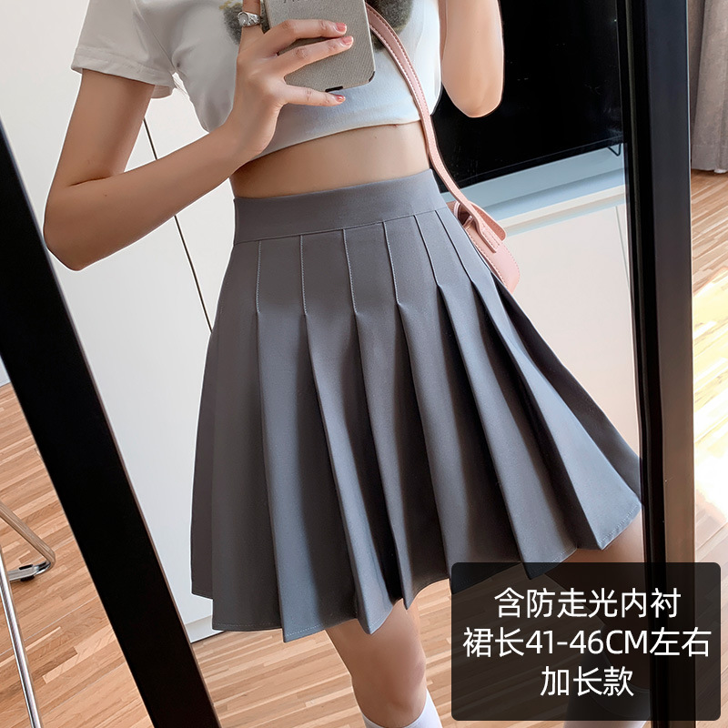 Pleated Skirt Women's Spring and Summer Solid Skirt Khaki A- line Skirt Versatile Skirt Short Skirt Umbrella Skirt Wholesale