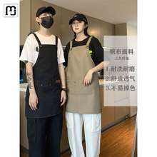 瑞策围裙logo印字商用餐饮美甲烘焙围腰咖啡奶茶店日式工作服
