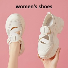 运动老爹鞋女款夏季包头厚底小白鞋女内增高小个子大头鞋百搭增高