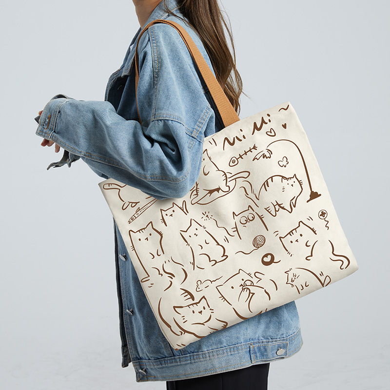 Women's Canvas Bag 2024 Large Capacity Popular Handbag Original Bag College Student Shoulder Bag Wholesale One Piece Dropshipping