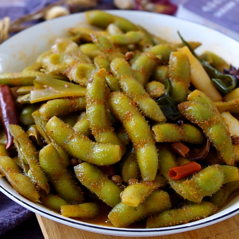 菜鲜优麻辣毛豆商用即食湖南特产小吃休闲食品香辣卤青毛豆整箱批