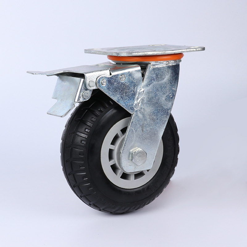 重型4寸5寸6寸工业橡胶脚轮 定向万向刹车轮 小手推车平板车脚轮