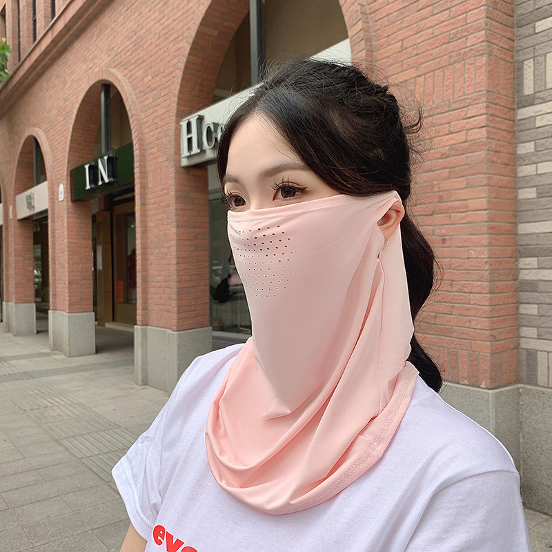 UPF50 + Ice Silk Sun Protection Mask Men and Women Summer Outdoor Cycling Mask Sun Protection Full Face Towel Veil Breathable