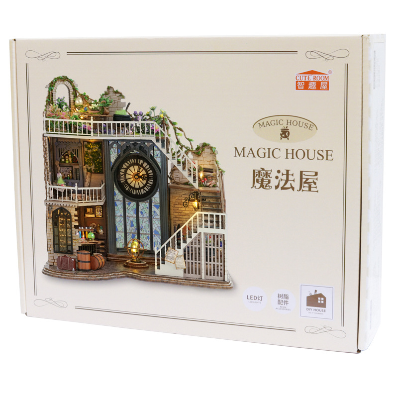 Cute Room DIY Cottage Magic House Handmade Small House Assembly Model Retro Magic Theme Style