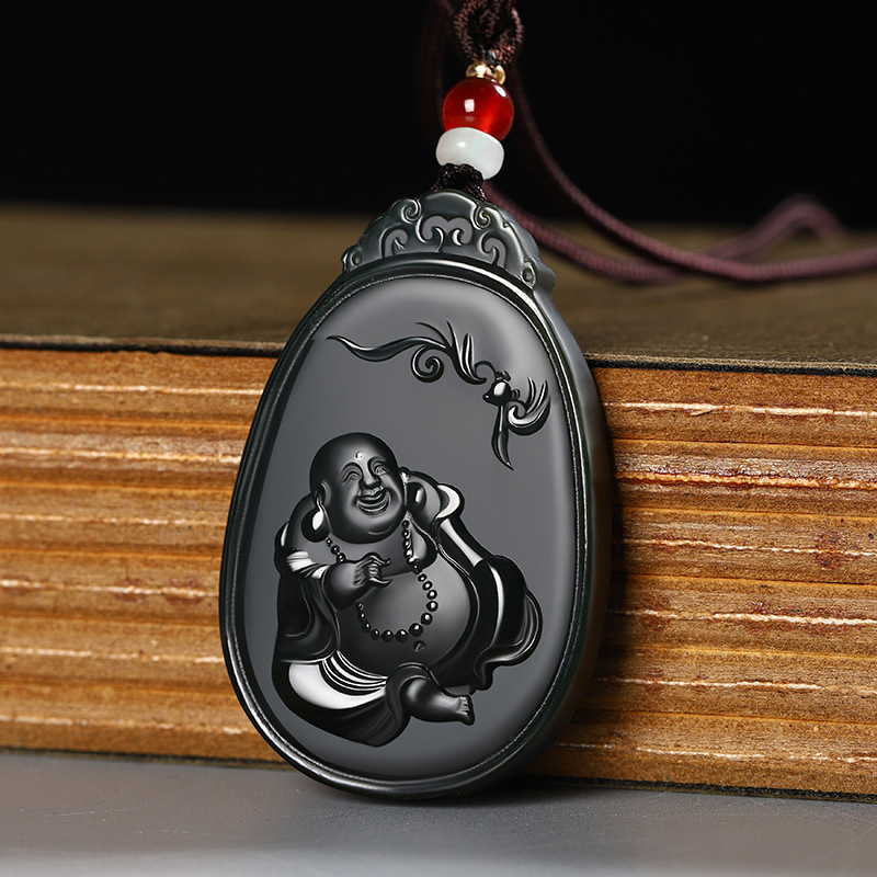 fa玉佛大肚弥勒佛吊坠女士款天然玉石项链保平安玉佩玉坠天然和田