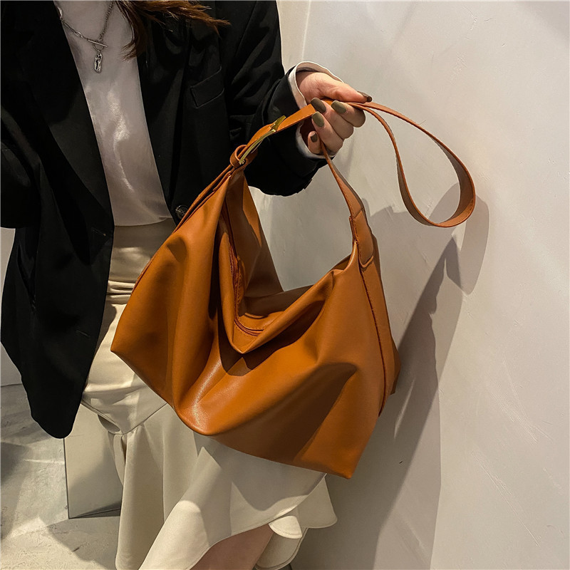 New Women's Crossbody Large Bag Soft Leather Large Capacity Simple Fashion Shoulder Bag Wide Shoulder Strap Tote Bag