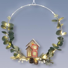 新款圣诞LED灯发光花环挂件节日派对家居装饰布置红果松果房子挂