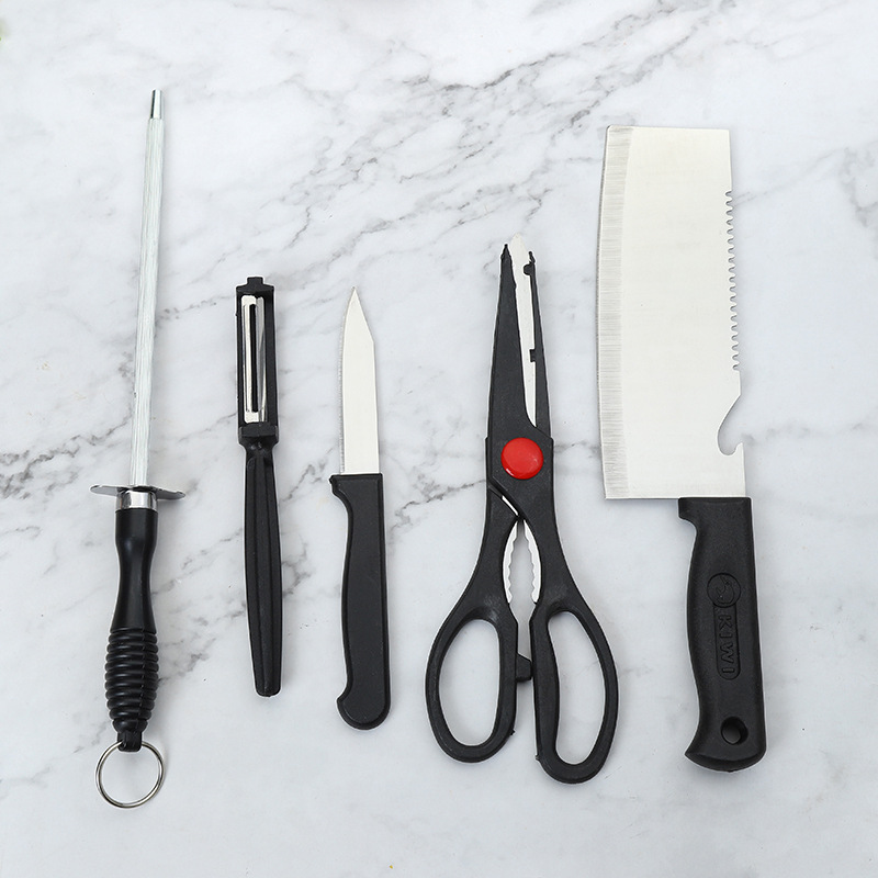 Kitchen Knife Bone Knife Knife Five-Piece Kitchen Set Kitchen Knife Scissors Fruit Knife Sharpener Paring Knife Gift Gift