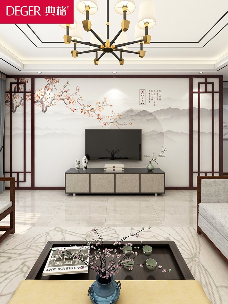 新中式壁布客厅电视背景墙壁纸无纺布墙纸书房意境山水装饰壁画