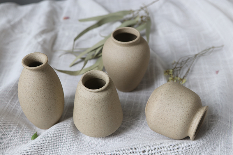 复古陶罐厂家批发素烧迷你粗陶小花瓶陶土原色ins风干花插花摆件