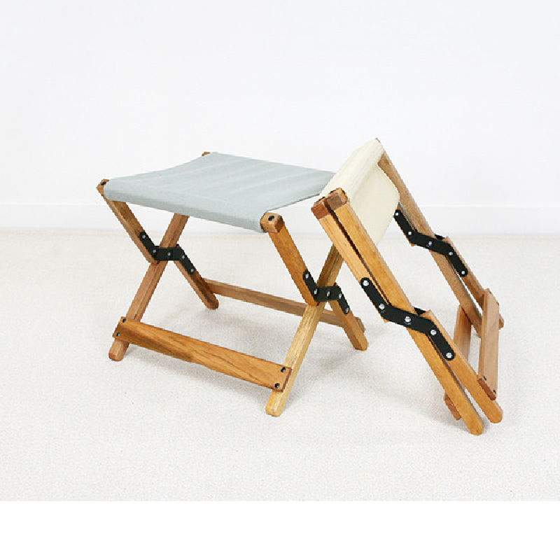 可折叠皮革沙滩折叠凳子 木棍户外露营小马扎椅子 钓鱼便携椅凳子
