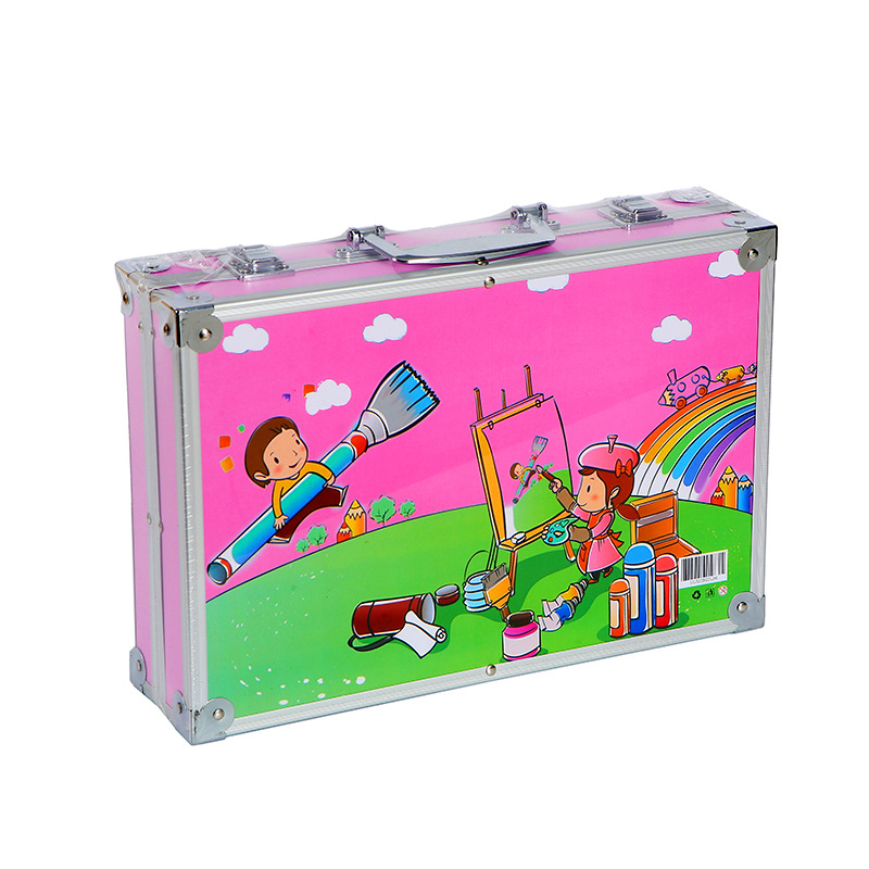 Stock 145 Pieces Double Layer Aluminum Box Brush Painting Kit Student Watercolor Pen Children Graffiti Gift Box Factory Wholesale