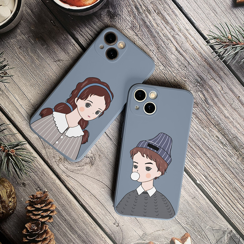 卡通情侣款苹果13手机壳iphone12硅胶软适用xsmax全包7/8plus男女