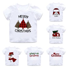 Christmas Tshirt Kids 圣诞节圣诞树印花宝宝衣服儿童短袖t恤潮