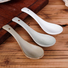 新中式陶瓷勺子汤匙家用调羹酒店餐厅汤勺创意加厚粗陶复古小勺子