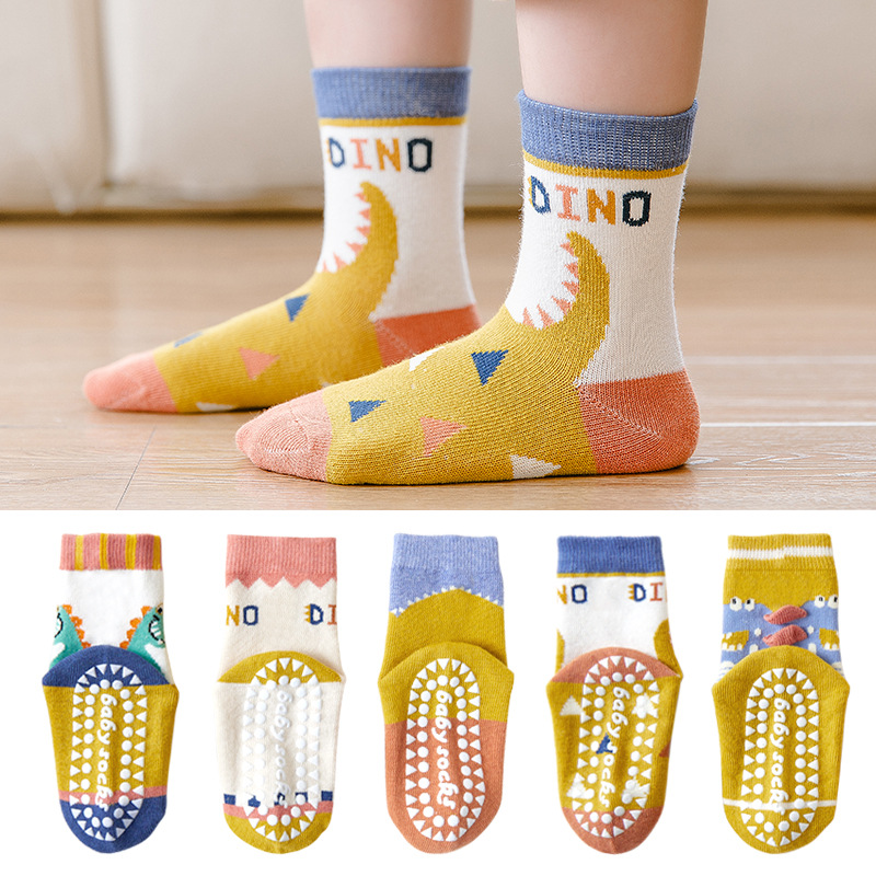 Spring and Autumn Children's Socks Dispensing Trampoline Baby Cotton Socks 1-12 Years Old Middle and Big Children Tube Socks Cartoon Boy Non-Slip Socks