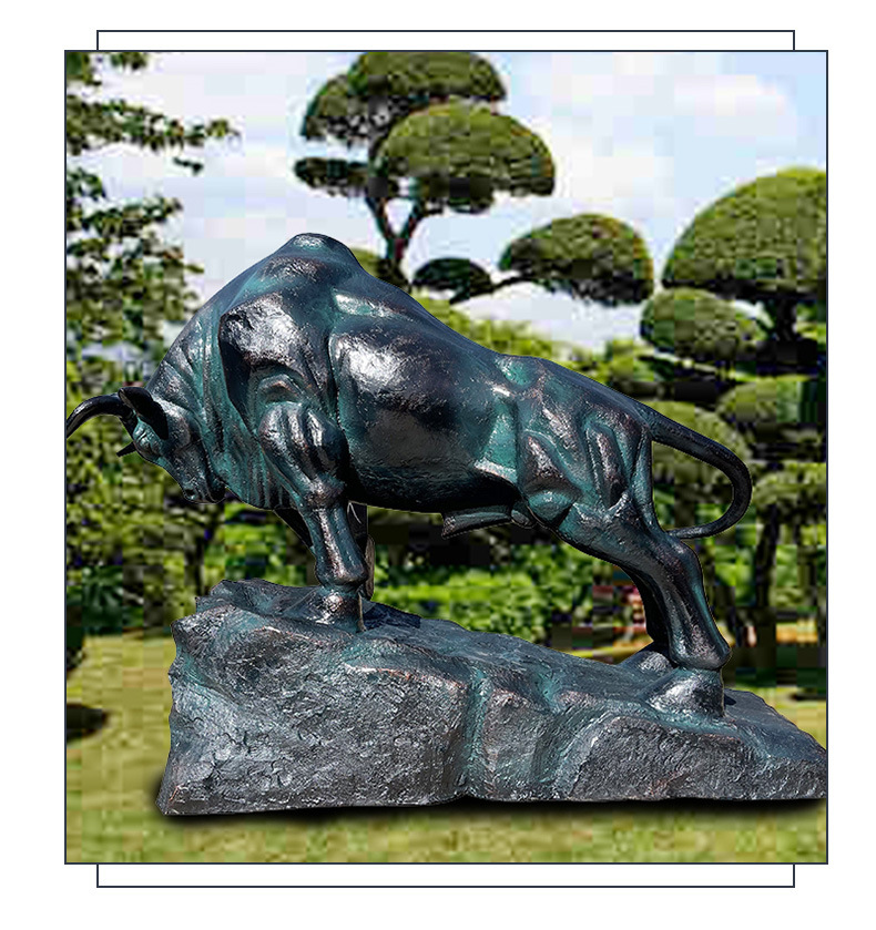 厂家直供仿铜铜牛像古铜色汉白玉铜牛雕塑标志建筑铸铜摆件