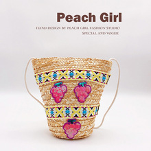 Peach Girl海边度假草编包沙滩亲子手提包菜篮子斜挎包HD3110A08