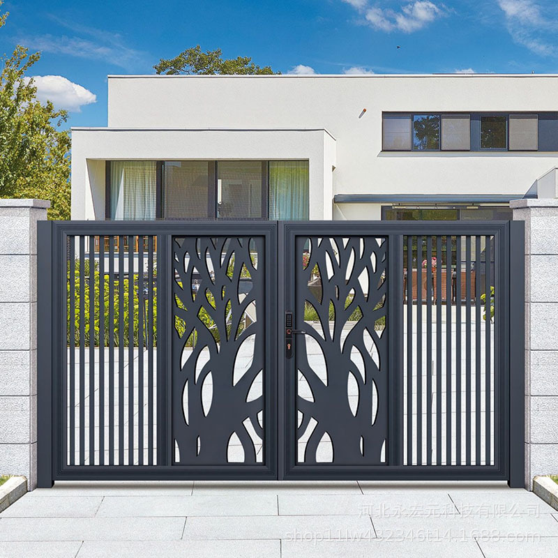 电动花园电动铝艺庭院户外铝艺复古围栏平移推拉双开门简约农村