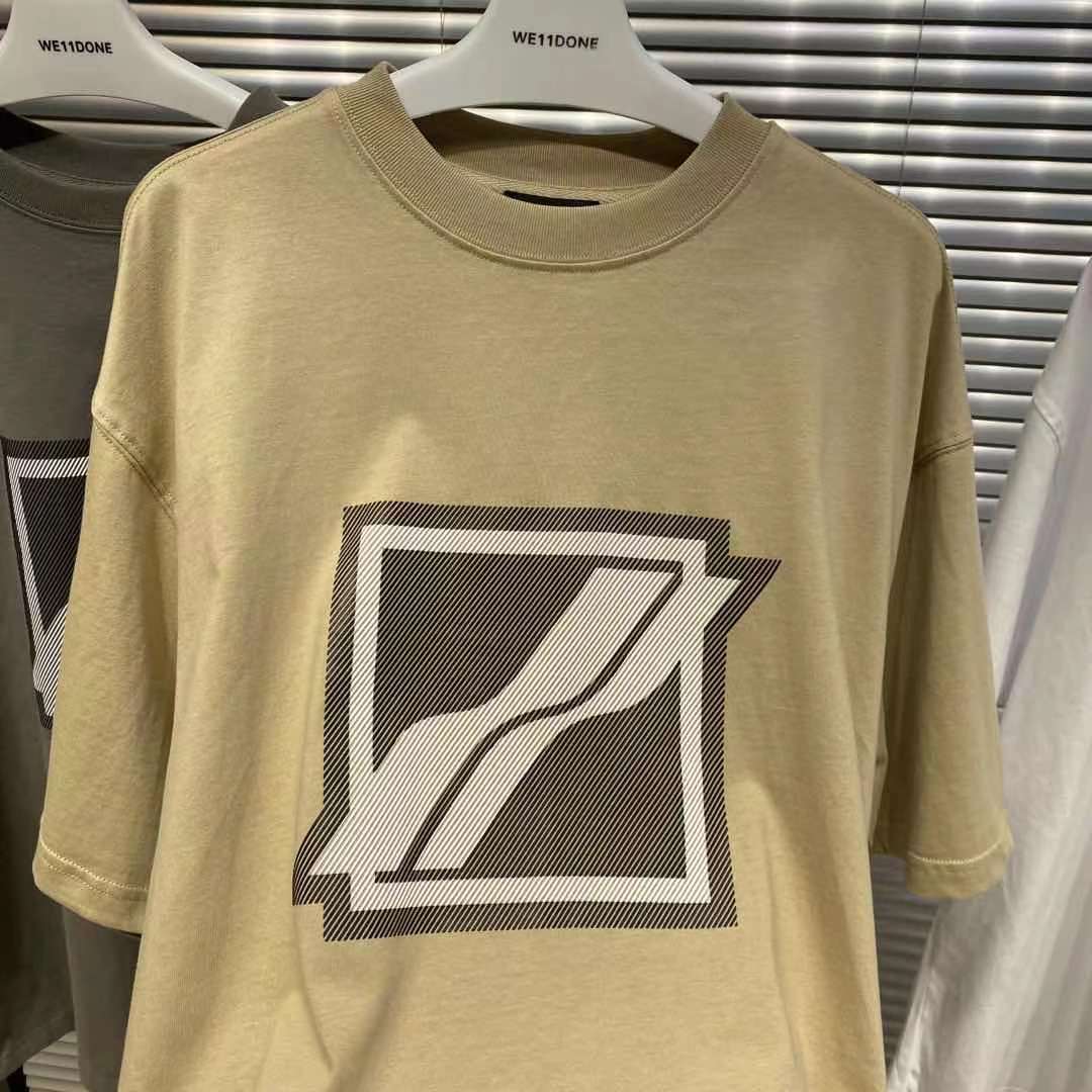 welldone短袖21年新款立体斜条纹大logo方标t恤宽松圆领半袖男女