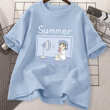 棉短袖t恤女夏装2023年夏季新款女装宽松半袖上衣少女体恤女士