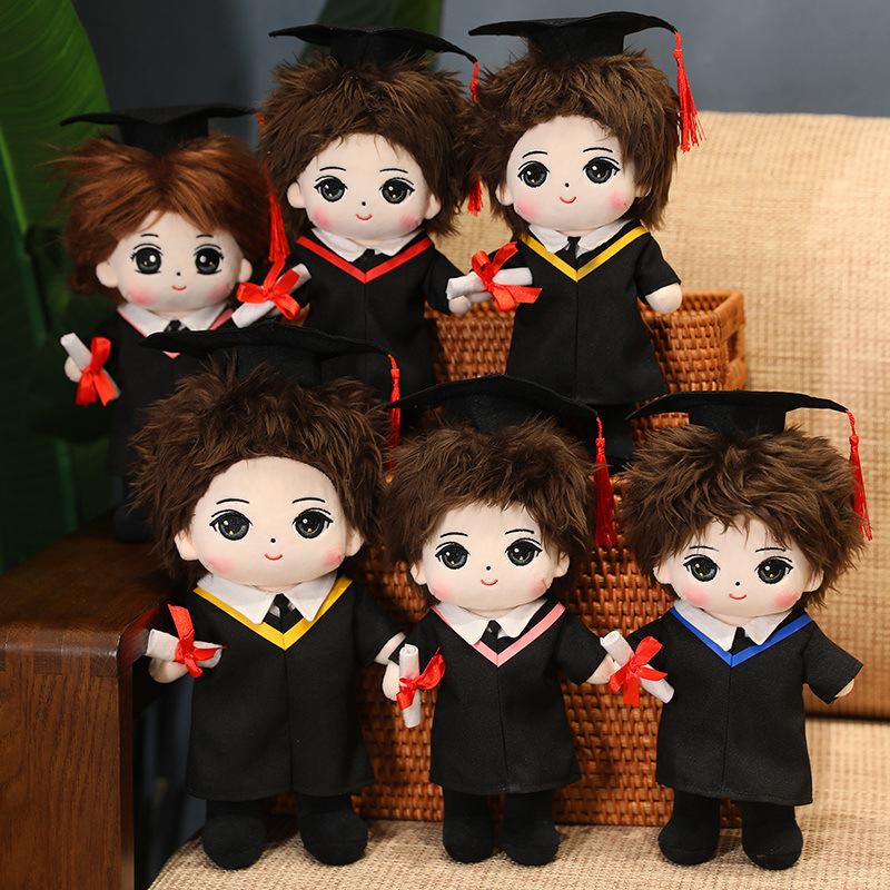 毕业季博士帽娃娃公仔学生毕业礼物加logo姓名可爱布娃娃送女朋友