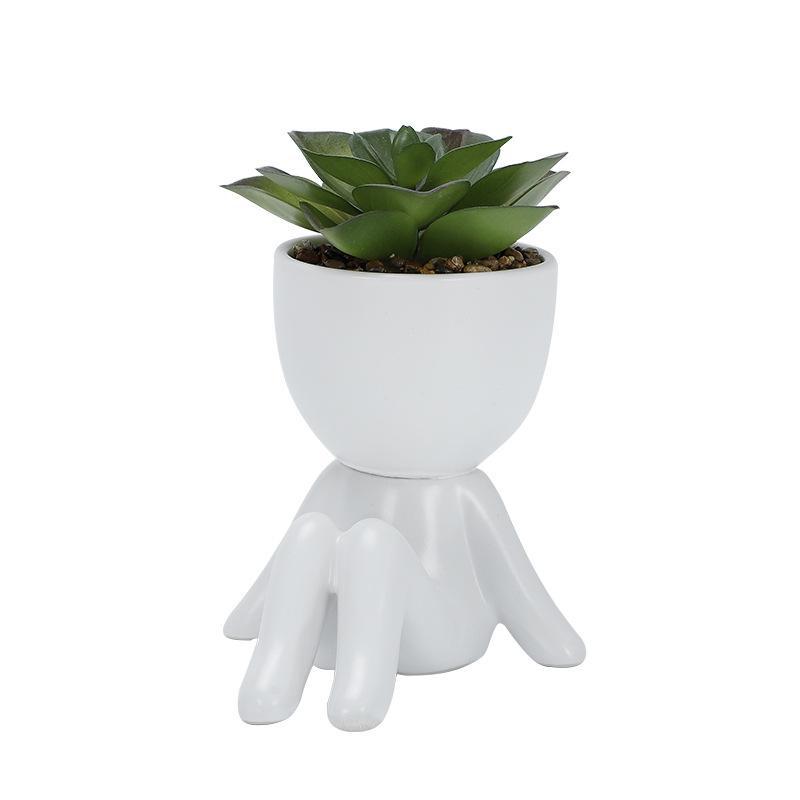 Nordic Ceramic Creative Little Figure Succulent Plant Flowerpot Decoration Office Simple Crafts Decoration