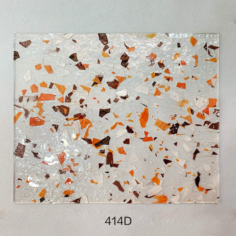 厂家直销 定制彩色镶嵌玻璃 千花玻璃 碎花玻璃【414d】