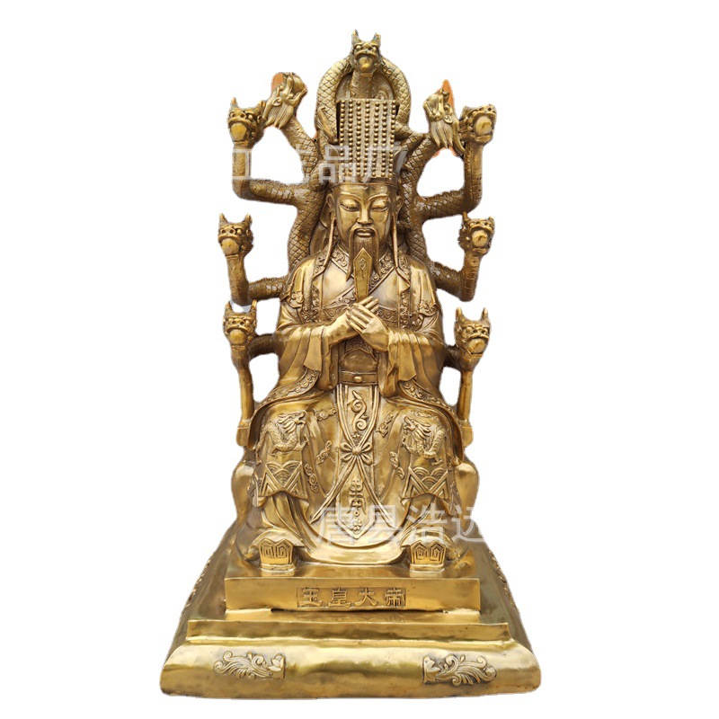 铸铜九龙玉皇大帝神像摆件庙宇供奉九龙御尊铜像铸造天父天母雕像