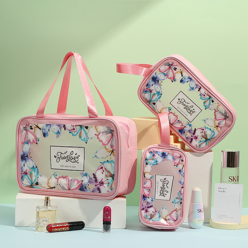 Special Interest Light Luxury Design Cosmetic Bag Butterfly Pattern Printing Wash Bag Multi-Style Portable Cosmetic Storage Bag