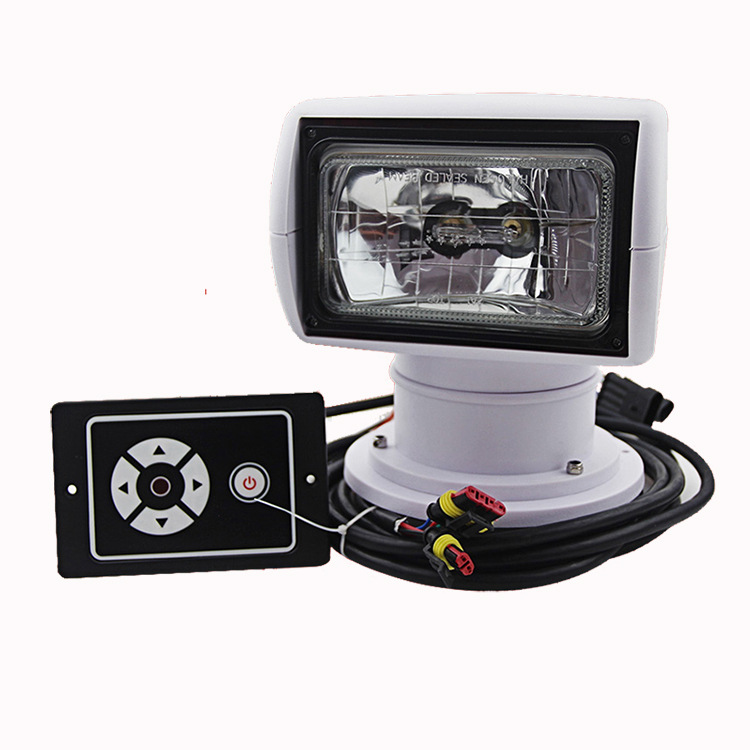游艇船用探照灯360度遥控旋转12v24v卤素氙气白黄光搜索扫海射灯