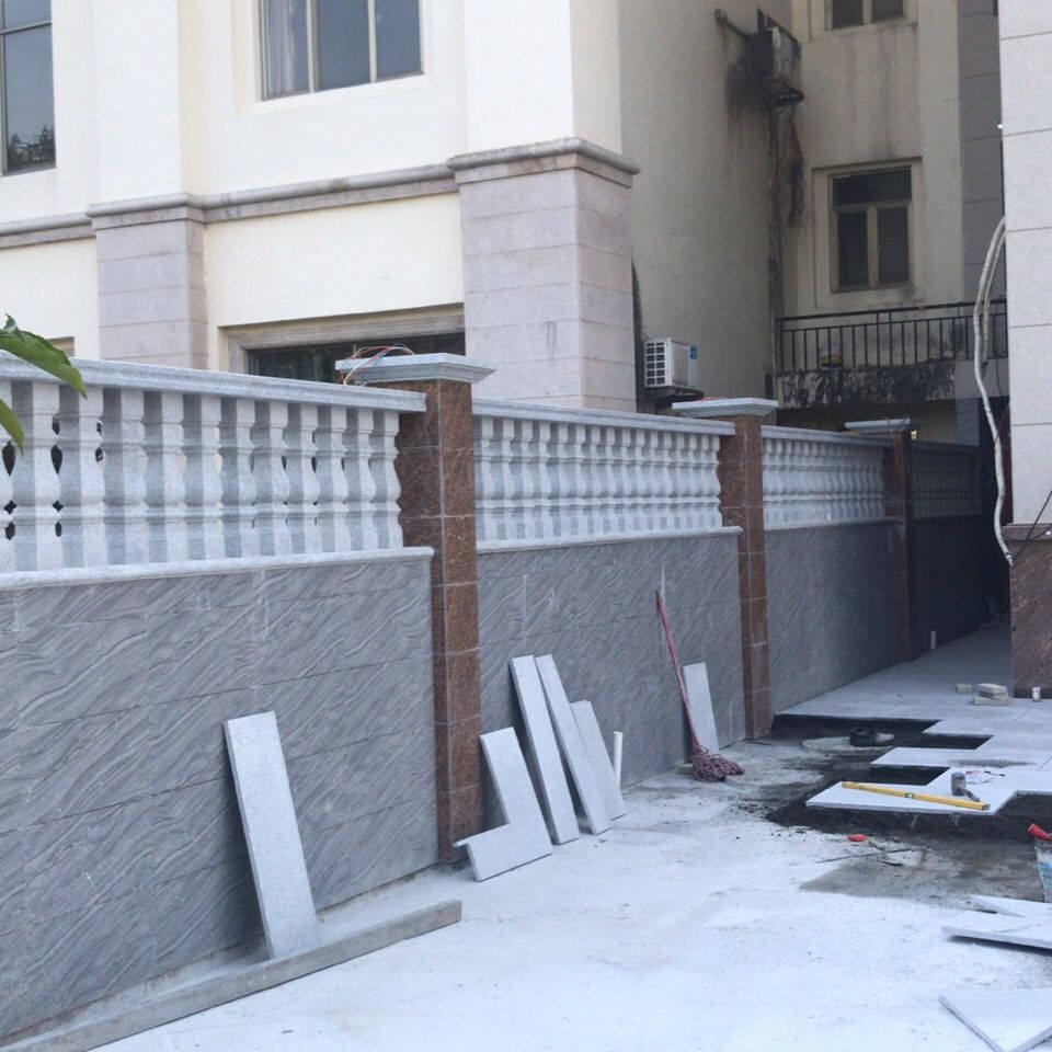 天然花岗岩灰麻石栏杆白麻石阳台护栏围墙楼梯扶手石柱子罗马柱