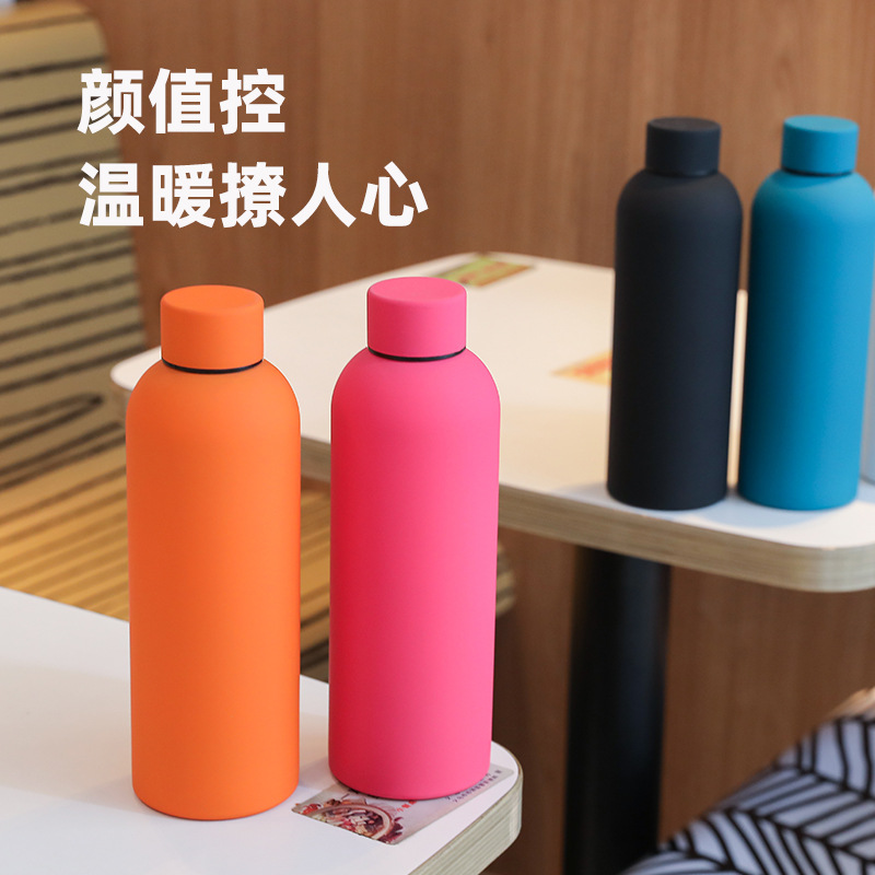 New Rubber Paint Sports a Narrow Mouthed Bottle Vacuum Cup Double-Layer 304 Stainless Steel Coke Bottle American Small Cup