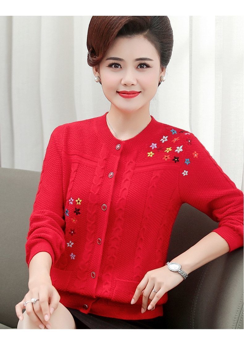 四五十岁妈妈毛衣线衣开衫40岁50中老年人女春秋季大码针织薄跨境