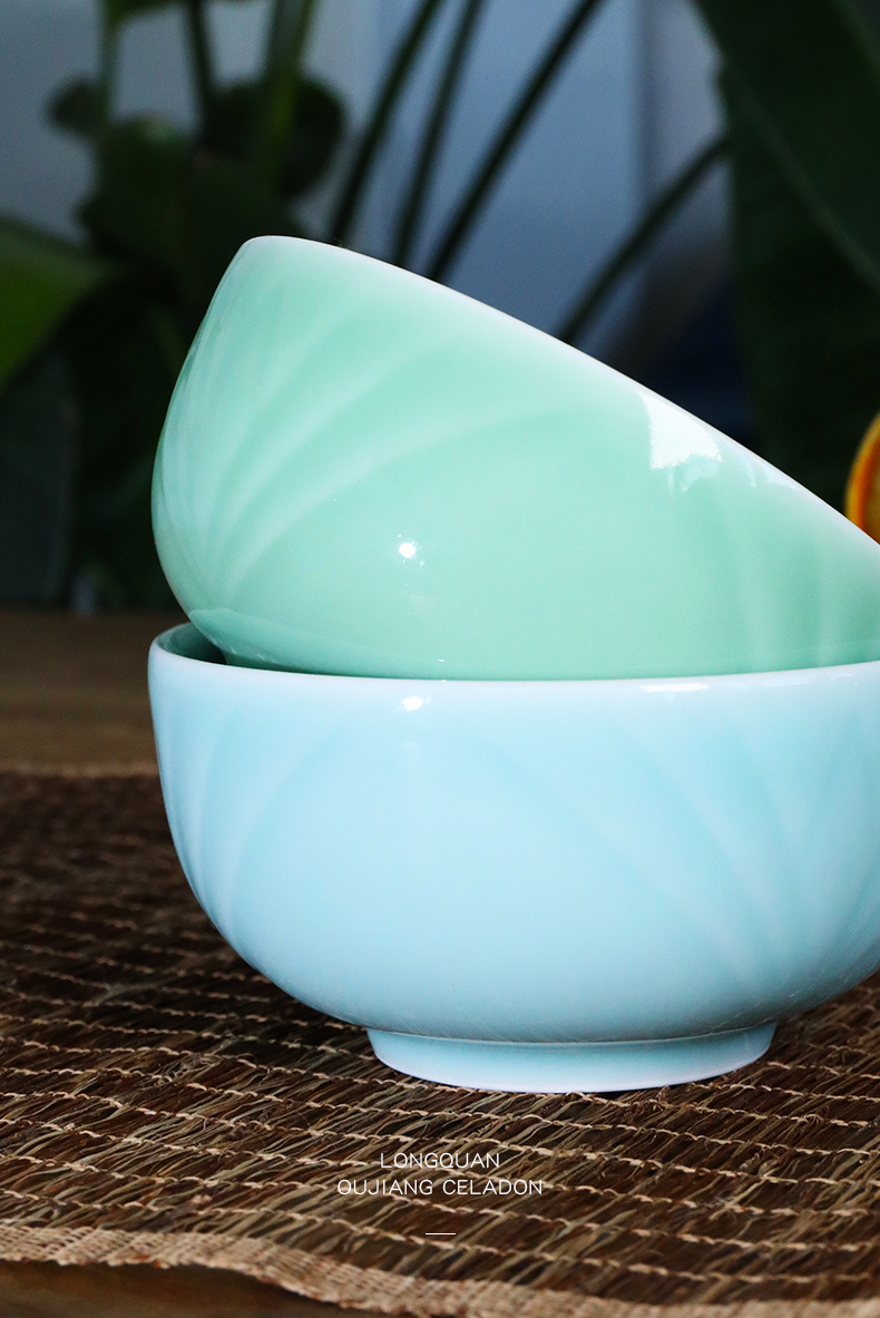瓯江龙泉青瓷面碗陶瓷汤碗家用拉面碗粥碗创意中式饭碗餐具可微波