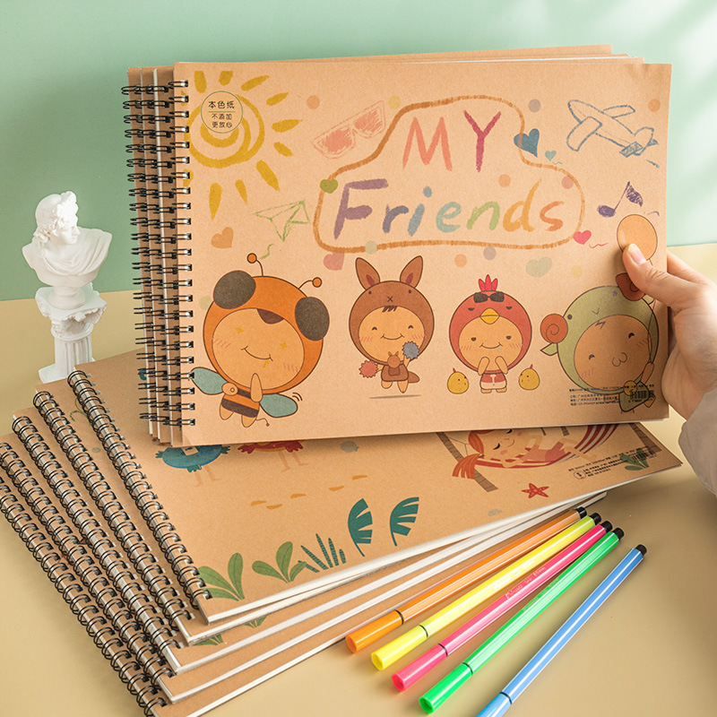 儿童图画本a4线圈素描画画本小学生绘画簿空白美术涂鸦手绘幼儿园