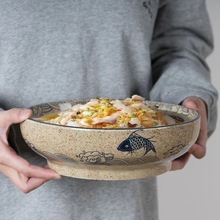 日式陶瓷大汤碗酸菜鱼碗干锅碗聚会手绘9寸大盆陶瓷大碗水煮鱼碗