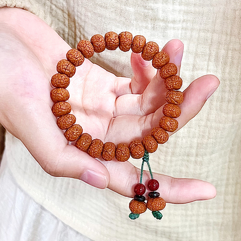 New Product King of Trees Small Jingang Bodhi Bracelet Buddha Beads Crafts Double Dragon Walnut Original Seed Men's Hand Toy Bracelet Wholesale