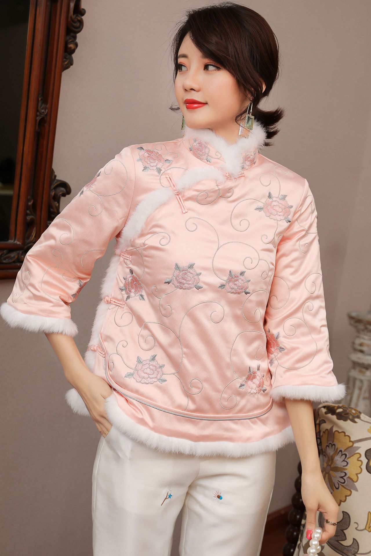 2020年复古唐装棉袄女盘扣中国风棉衣外套上衣民国风女装秋冬装