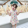 Chinese style~girl summer Retro frog Full embroidery Flower Improvement cheongsam Hanfu Dress