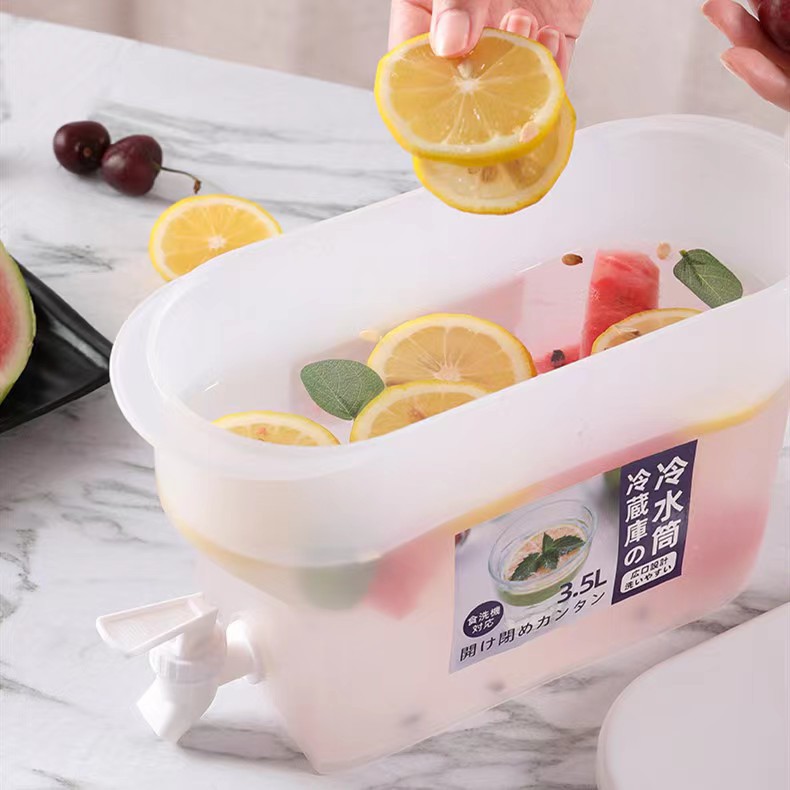 Refrigerator Cooling Bucket with Faucet Large Capacity Fruit Teapot Cold Water Bottle Cold Water Bucket Cold Bubble Bottle Ice Bucket 3.5l