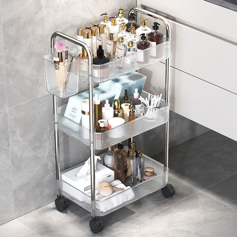 Removable Acrylic Transparent Trolley Rack Bedroom Snack Rack Storage Rack Cosmetic Box Roller Cabinet